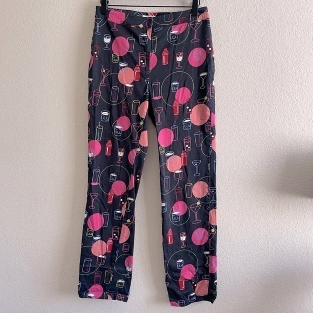 Vintage Cali Cali Martini Drink Mixers Novelty Print Dress Pants Womens Size 6